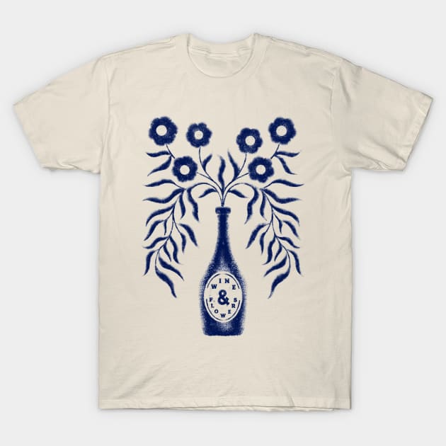 WINE & FLOWERS T-Shirt by vincentcousteau